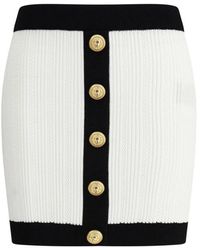 Balmain - Two-Tone Stretch Viscose Crochet Miniskirt - Lyst