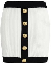 Balmain - Geribbelde Gebreide Mini Rok - Lyst