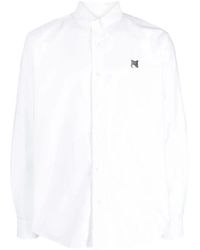 Maison Kitsuné - Graues fox head patch button down hemd - Lyst