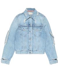 Acne Studios - Jassen ,Blauw ,Denim Distressed Denim Jacket - Lyst