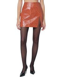 ANDAMANE - Rokken ,Bruin ,Bruine Leren Rok Met Unieke Stijl - Lyst