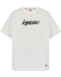KENZO - Tops ,Wit ,Katoen T-Shirt Met Bedrukt Logo - Lyst