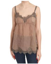 Pink Memories - Braune spitze tiefe top bluse - Lyst