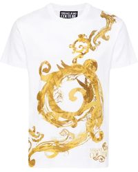Versace - T-shirt in cotone bianco con stampa barocca - Lyst