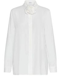 Marella - Crêpe-Bluse Mit Floralem Gürtel - Lyst