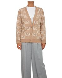 Pinko - Truien & Vesten ,Bruin ,Polyester Kameel Vest Viscose Polyester Mix - Lyst