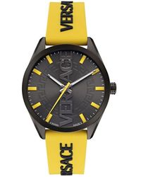 Versace - Armbanduhr v-vertical gelb, schwarz 42 mm ve3h00222 - Lyst