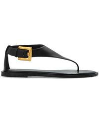 Balmain - Schoenen ,Zwart ,Leer Anthem Flat Toe-Post Sandalen - Lyst