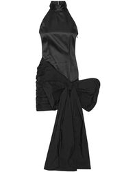 ROTATE BIRGER CHRISTENSEN - Schwarzes Halterneck-Kleid Mit Schleife - Lyst
