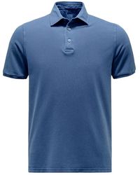 Fedeli - Tops ,Blauw ,Katoen Blauw Piqué Polo Shirt Met Korte Mouwen - Lyst