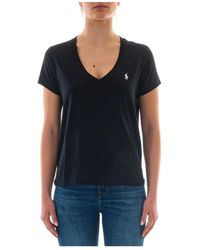 Ralph Lauren - Camiseta de algodón con cuello en v para mujer - estilo 211902403 003 - Lyst