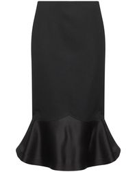 Fendi - Rokken ,Zwart ,Wol Zwarte Wol Peplum Midi Rok - Lyst