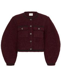 Gestuz - Bordeaux Kort Bouclé Jas Met Knopen - Lyst
