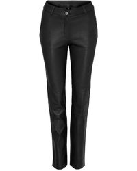 Notyz - Broeken ,Zwart ,Leer Chique Slim-Fit Leren Broek - Lyst
