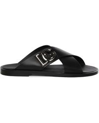 Dolce & Gabbana - Leren Sandalen Met Dg-Logo - Lyst