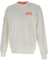 Sun 68 - Hoodies & Sweatvesten ,Wit ,Katoen Fluo Fleece Sweatshirt - Lyst