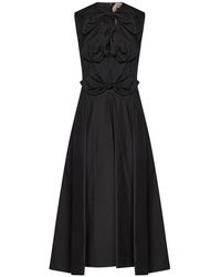 N°21 - Schwarzes Baumwoll-Midi-Kleid Mit Ausschnitten - Lyst
