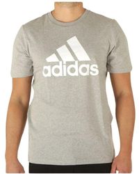adidas - Graues bedrucktes kurzarm t-shirt - Lyst