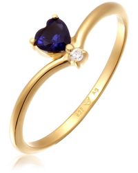 Elli Jewelry - Elegante Ring Met Diamant En Saffier - Lyst