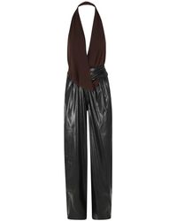 ANDAMANE - Jumpsuits & Playsuits ,Bruin ,Leer Astral Jumpsuit Met Gedrapeerde Taille - Lyst