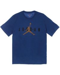 Nike - Fitness ,Blauw ,Katoen Air Wordmark T-Shirt - Lyst