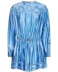 Rabanne - Kleedjes ,Blauw ,Kort Kanten Jurk Met Wijde Mouwen - Lyst