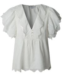 Pepe Jeans - Overhemden ,Wit ,Elegante Blouse Met Pofmouwen - Lyst