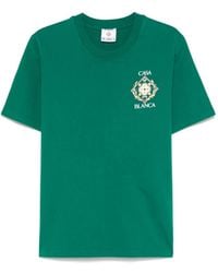 CASABLANCA - Grünes Logo-Print Crew Neck T-Shirt - Lyst