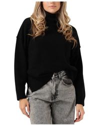 co'couture - Truien & Vesten ,Zwart ,Zwarte Rolkraagtrui Met Split - Lyst
