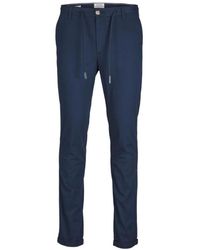 Jack & Jones - Broeken ,Blauw ,Katoen Moderne Slim Fit Chino Broek - Lyst
