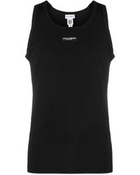 Dolce & Gabbana - Tops ,Zwart ,Katoen Logo-Patch Tanktop, Stijlvolle Mouwloze Top Voor - Lyst