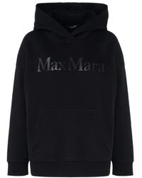 Max Mara - Sudadera negra con capucha y logo bordado - Lyst