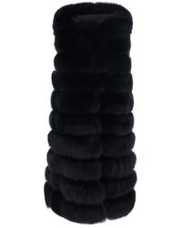 Suprema - Jassen ,Zwart ,Lange Gilet Met Bont - Lyst