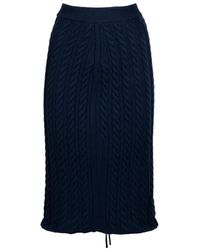 KENZO - Rokken ,Blauw ,Katoen Lace Up Midi Rok - Lyst