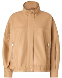 Pinko - Jassen ,Leer Leren Jas Met Hoge Kraag - Lyst