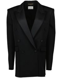 Saint Laurent - Jassen ,Zwart ,Wol Oversized Wollen Blazer - Lyst
