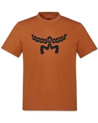 MCM - Tops ,Bruin ,Katoen T-Shirt Met Laurel-Logo Gemaakt Van Biologisch Katoen - Lyst