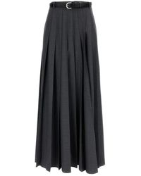 Self-Portrait - Rokken ,Grijs ,Wol Geplooide Maxi Rok - Lyst