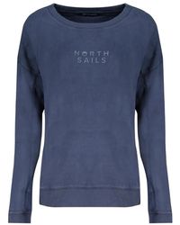 North Sails - Hoodies & Sweatvesten ,Blauw ,Katoen Blauwe Logo Sweatshirt Met Lange Mouwen - Lyst