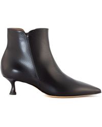Mara Bini - Schwarzer leder stiefelette mit spitzer zehe - Lyst