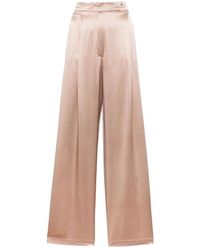Max Mara - Broeken ,Bruin ,Satijn Bruine Zijden Wijde Pijpen Broek - Lyst