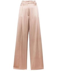 Max Mara - Broeken ,Bruin ,Satijn Bruine Zijden Wijde Pijpen Broek - Lyst
