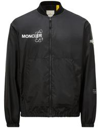 Moncler - Jassen ,Zwart ,Zwarte Genius Jassen Met Ribgebreide Ritssluiting - Lyst