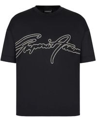 Emporio Armani - T-shirt uomo con logo ricamato - Lyst