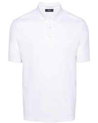 Herno - Tops ,Wit ,Katoen Polo Shirt Met Jersey Knit Effect - Lyst