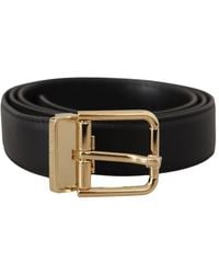 Dolce & Gabbana - Cintura in pelle classica nera con fibbia in metallo dorato - Lyst