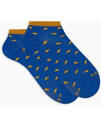Gallo - Herren Baumwoll-Sneakersocken Mit Zweifarbigen Fischmuster Hellblau - Lyst
