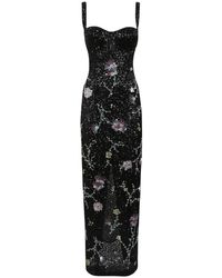 Des Phemmes - Kleedjes ,Zwart ,Pailletten Gala Met Bloemenpailletten - Lyst