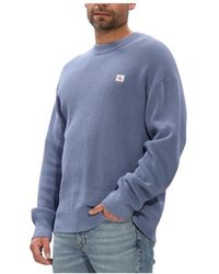 Calvin Klein - Truien & Vesten ,Blauw ,Katoen Truien & Vesten Ls Ez Cotton Waffle Crewnk Swtr 9 - Lyst