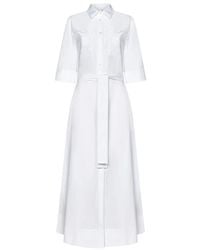 P.A.R.O.S.H. - Weiße blumenbesticktes kleid mit gürtel - Lyst